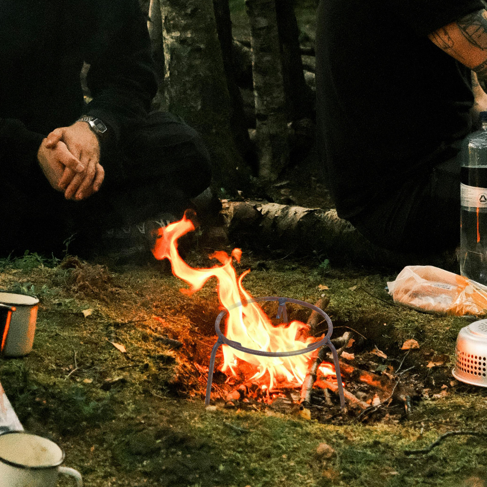 Camping Cooking Fire Pit - High Strength Rebar Tripod Pot Stand