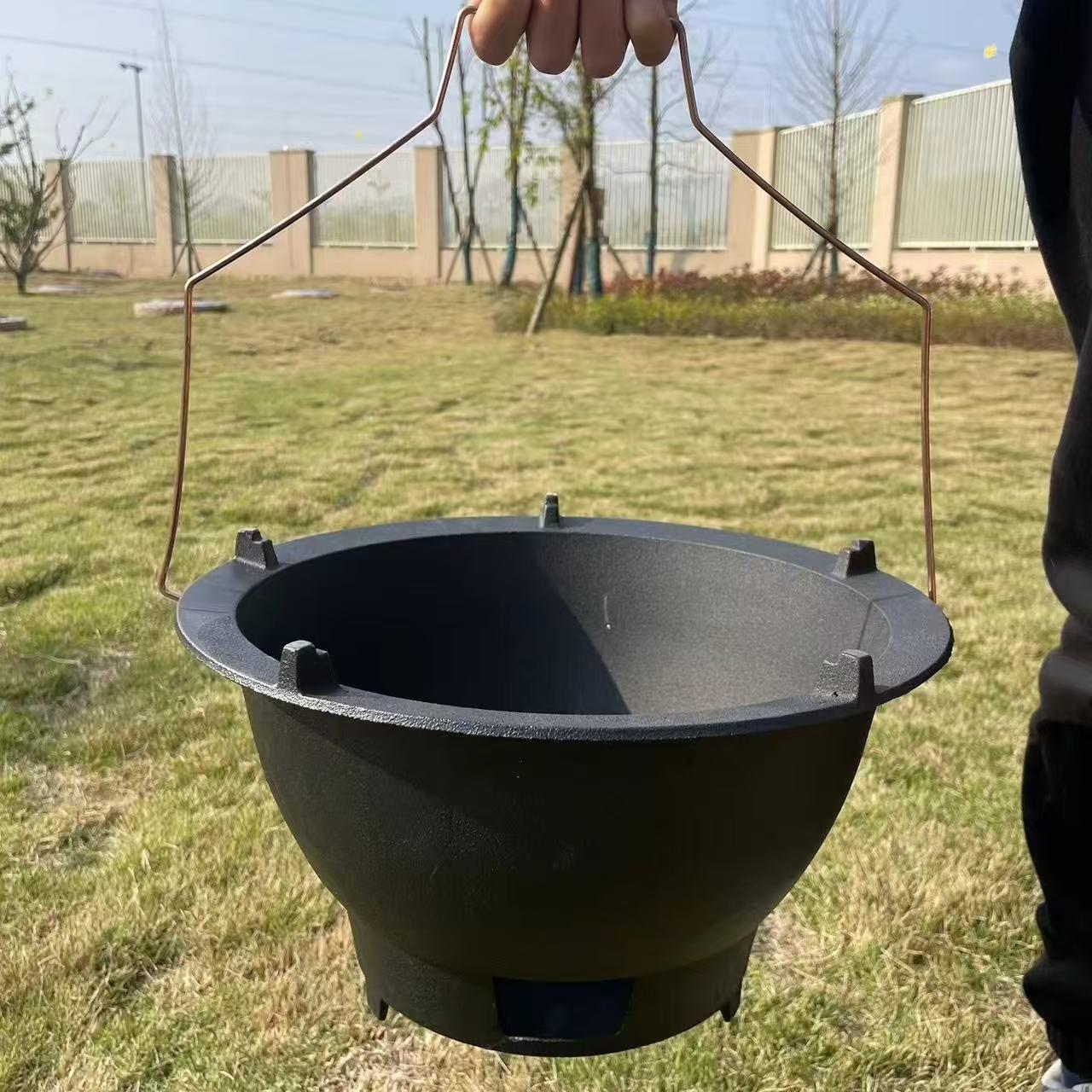 Camping Cooking Fire Pit - Traditional Cast Iron Carbon Stove Old