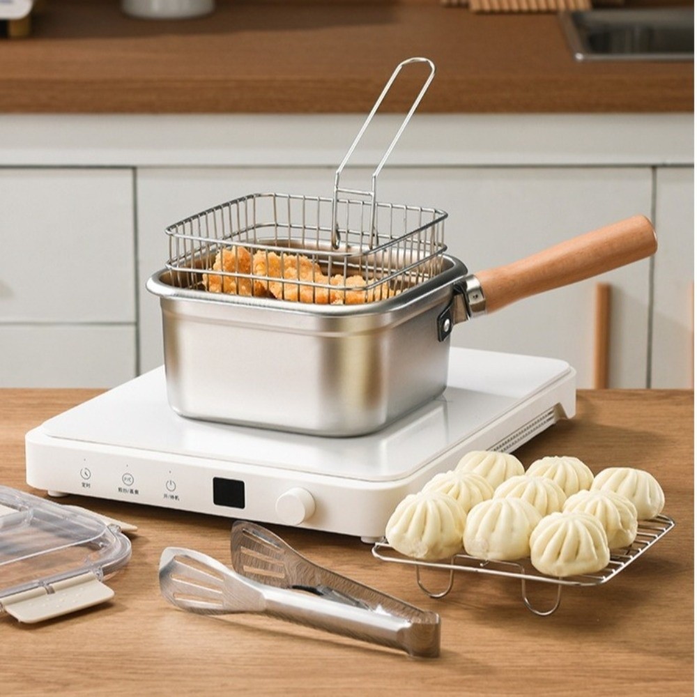 Camping Cooking Cylinder - Portable Stainless Steel Frying Pan Square