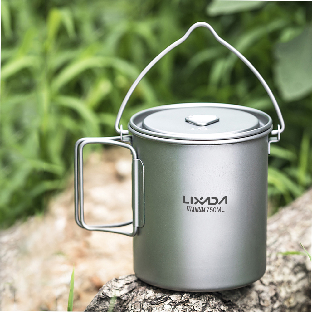 Camping Cooking Cup - Ultralight 750ml Titanium Pot Portable Titanium