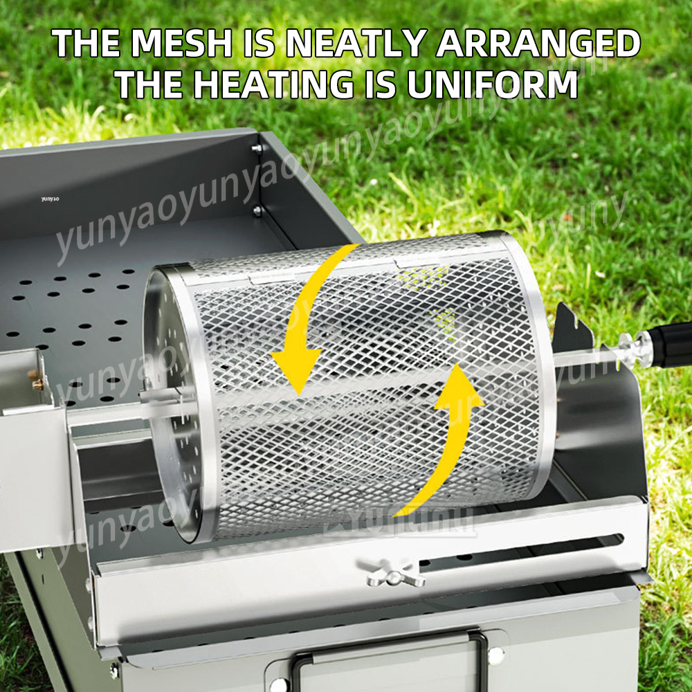 Camping Cooking Cylinder - Round Grill Basket Camping BBQ Rolling