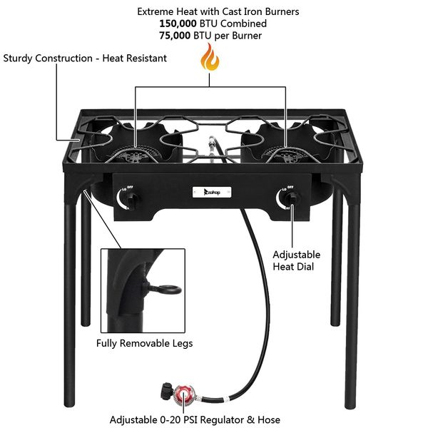 Outdoor Camp Stove High Pressu - Camping Double Cooking Stove のレビューと価格