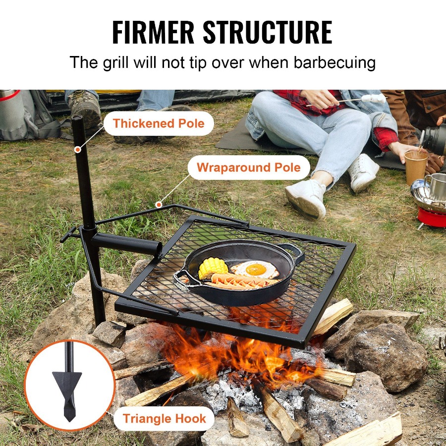 Swivel Campfire Grill for Fire - Camping Cooking Fire Pit のレビューと価格