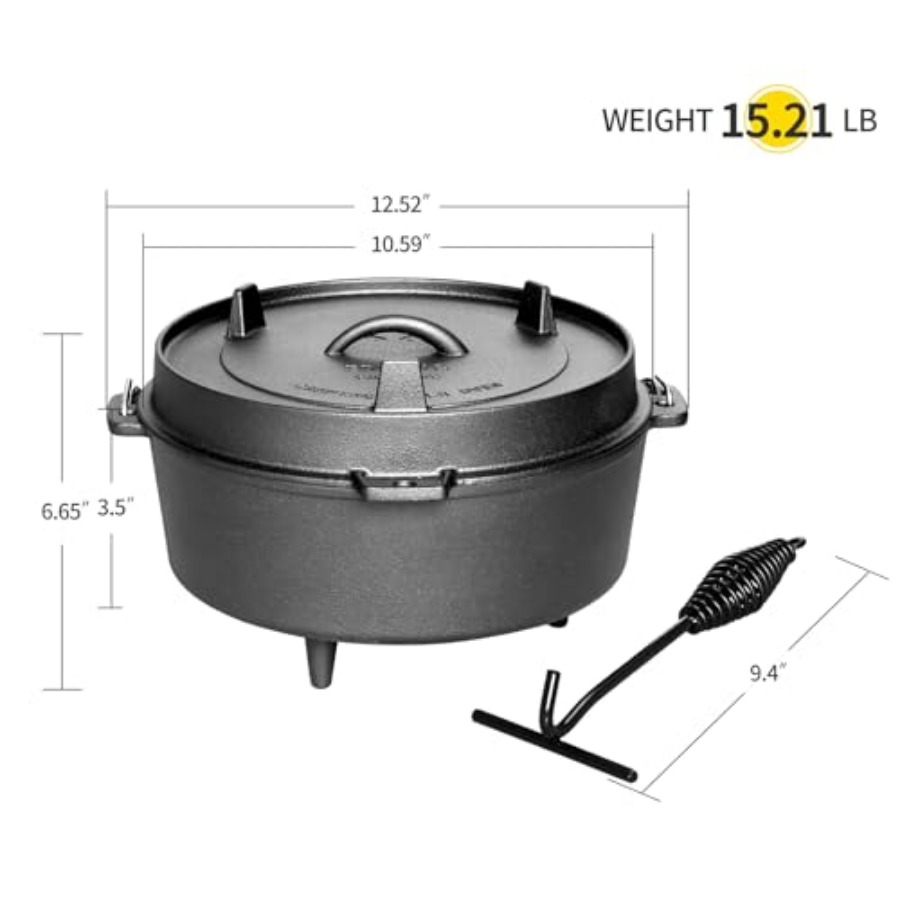 Pre-Seasoned Cast Iron Dutch O - Camping Cooking Ovens のレビューと価格