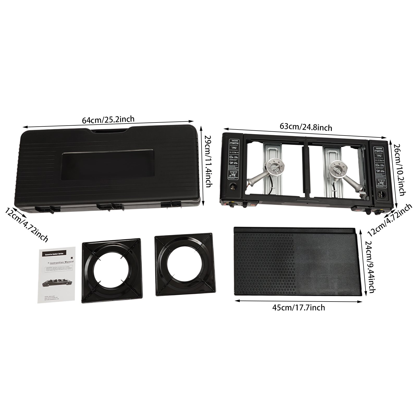 Dual Burner Gas BBQ Grill,Port - Camping Double Cooking Stove のレビューと価格