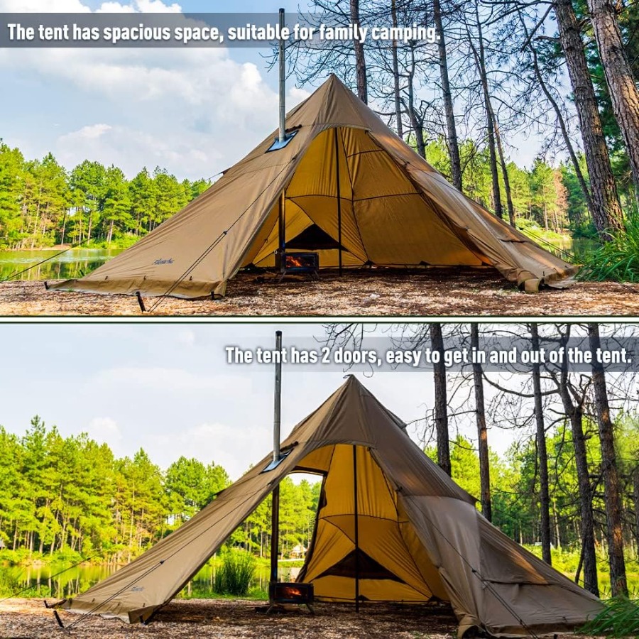 Camping Hot Tent 4-8 Person Ti - Camping Double Cooking Stove のレビューと価格