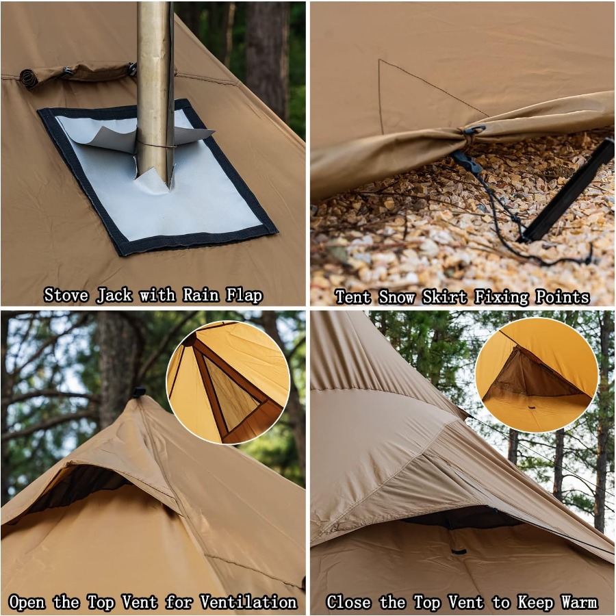 Camping Hot Tent 4-8 Person Ti - Camping Double Cooking Stove のレビューと価格