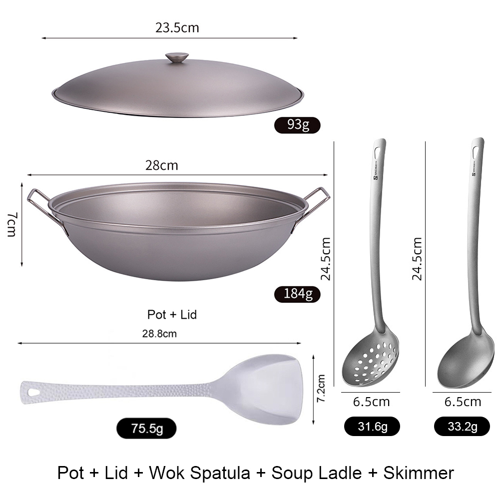 1.8L Titanium Wok Pan with Lid - Camping Double Cooking Stove のレビューと価格