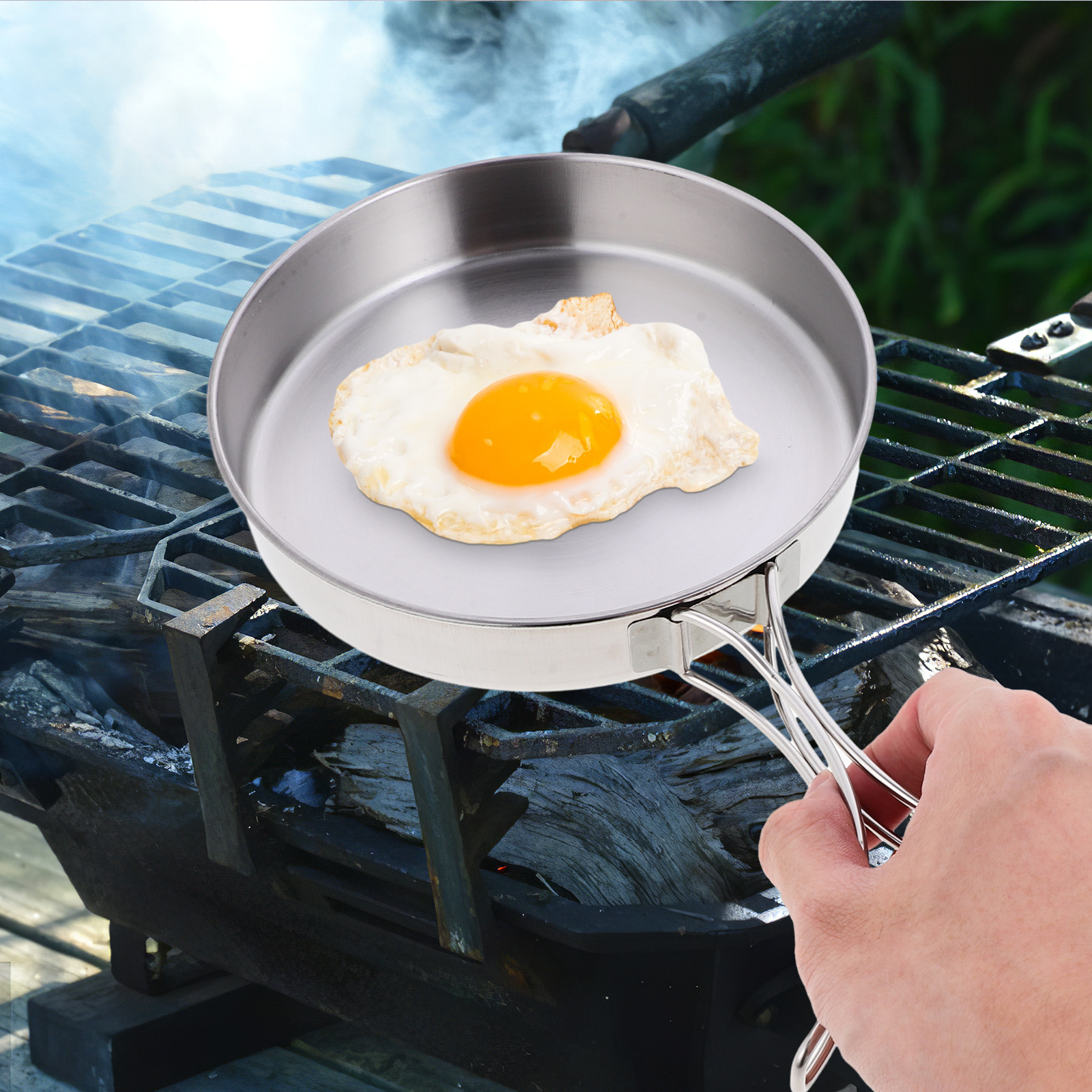 Portable Frying Pan Stainless  - Camping Cooking Cylinder のレビューと価格