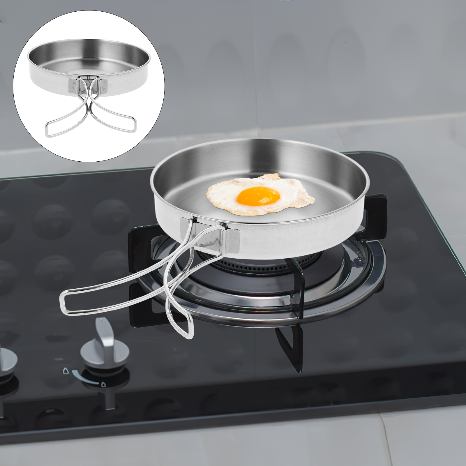 Portable Frying Pan Stainless  - Camping Cooking Cylinder のレビューと価格