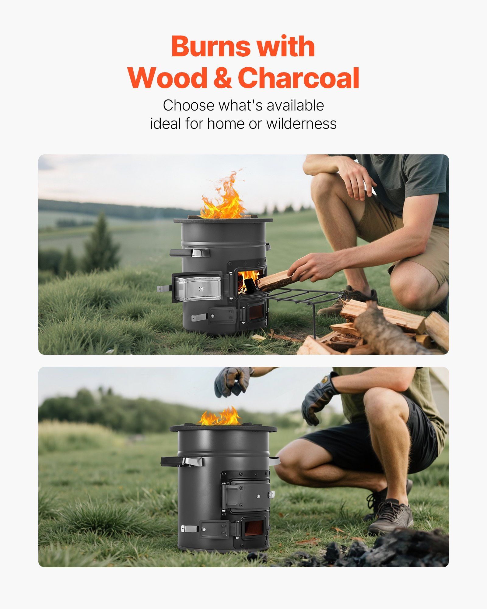 Outdoor Portable Rocket Stove  - Camping Double Cooking Stove のレビューと価格