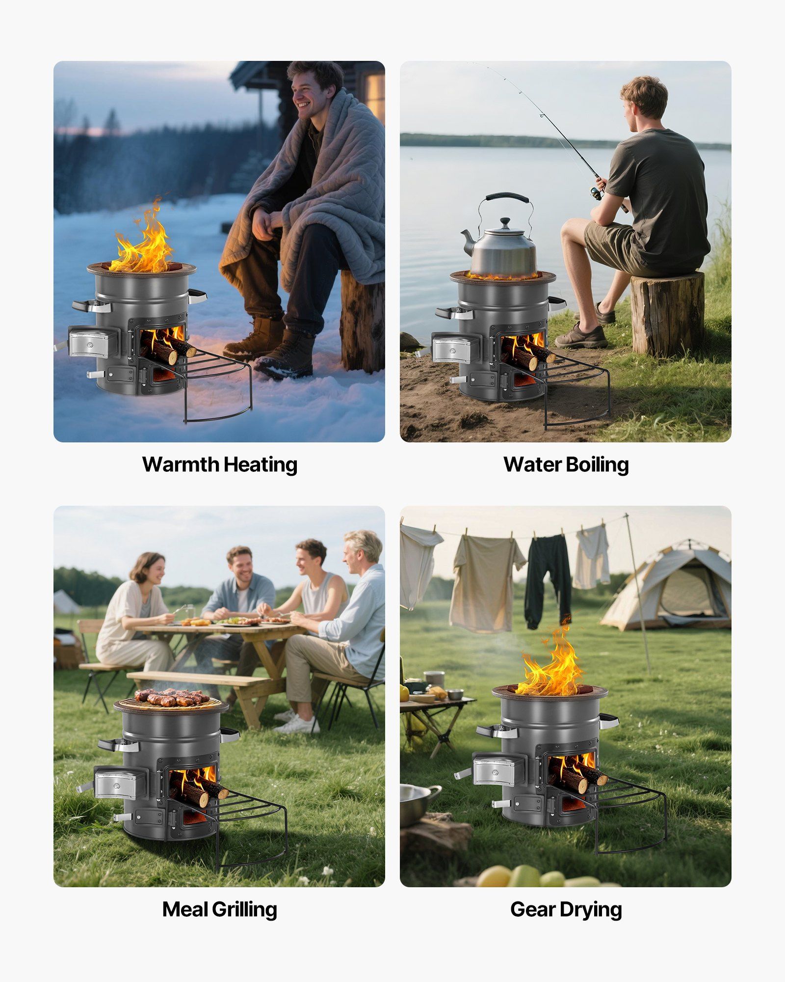 Outdoor Portable Rocket Stove  - Camping Double Cooking Stove のレビューと価格