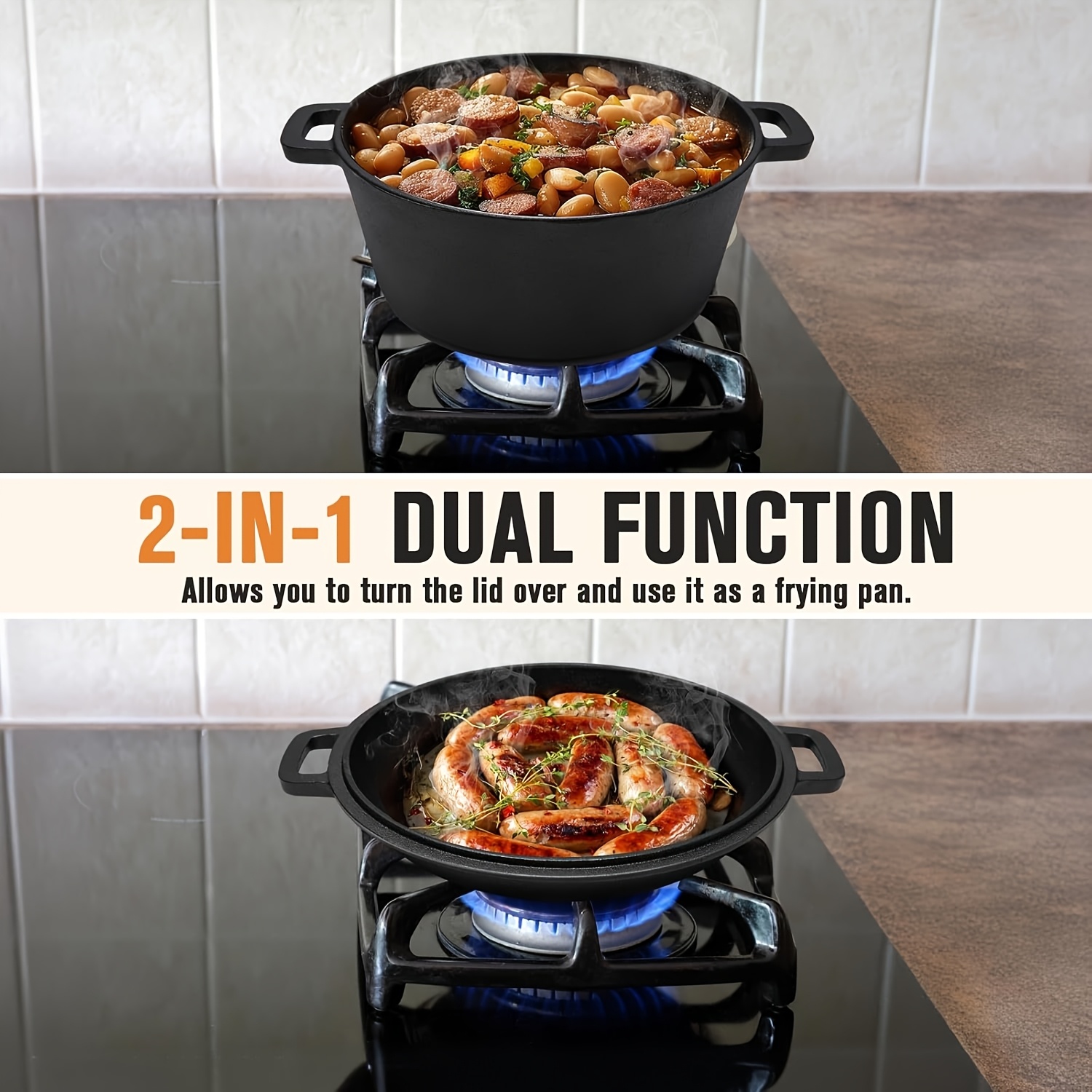us5 QT Cast Iron Dutch Oven Po - Camping Cooking Ovens のレビューと価格