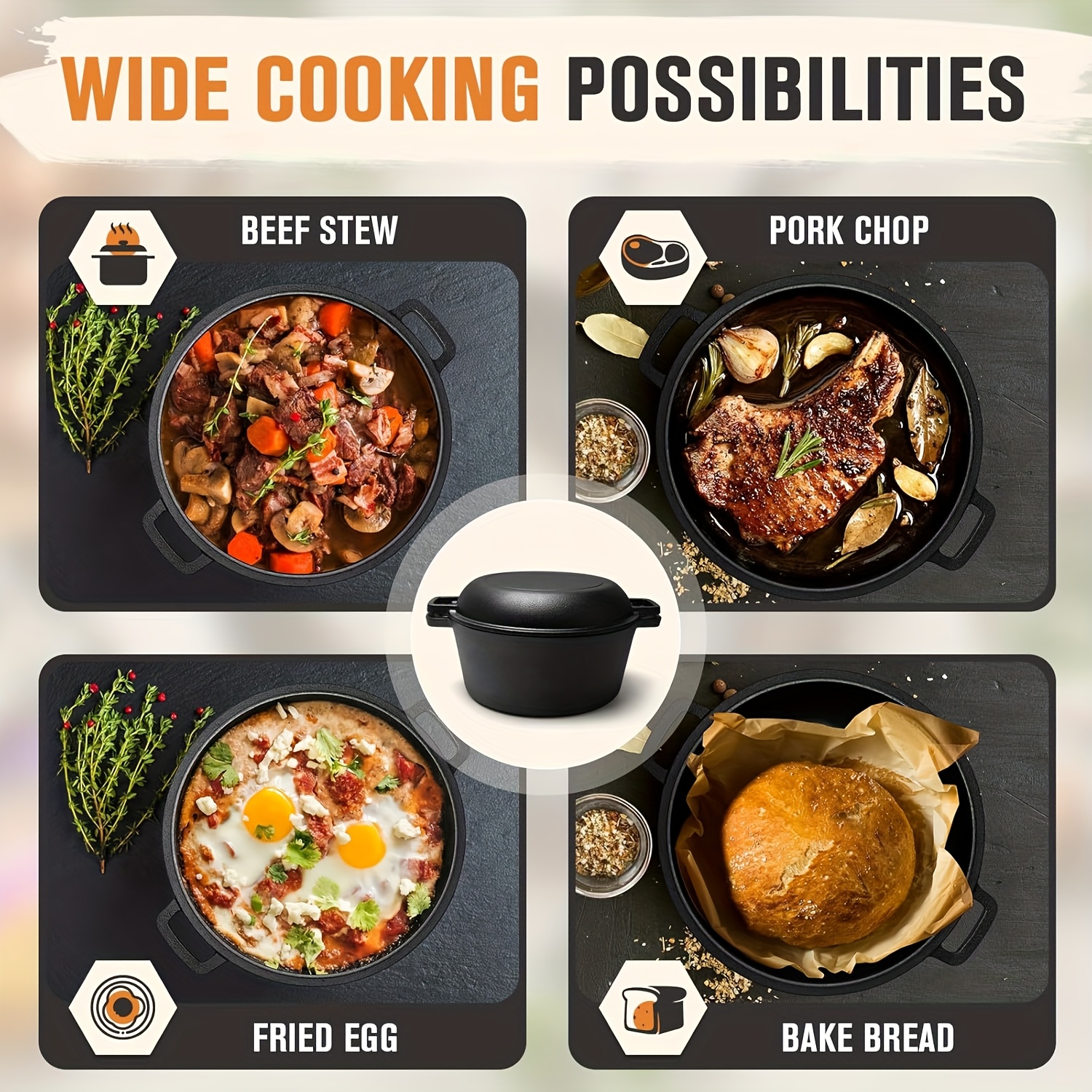 us5 QT Cast Iron Dutch Oven Po - Camping Cooking Ovens のレビューと価格