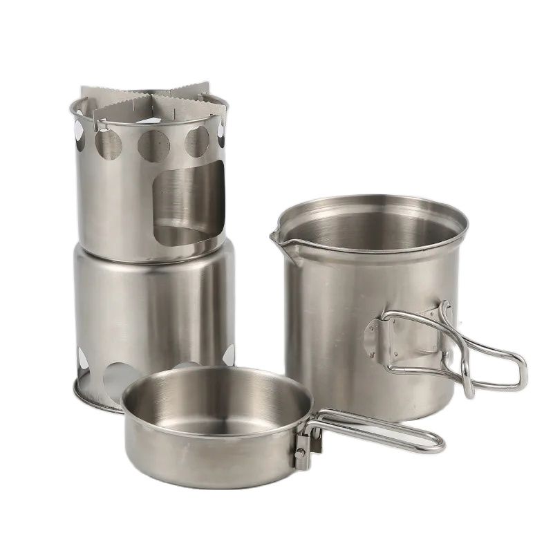 Camping Wood Stove Pot Set Pic - Camping Double Cooking Stove のレビューと価格