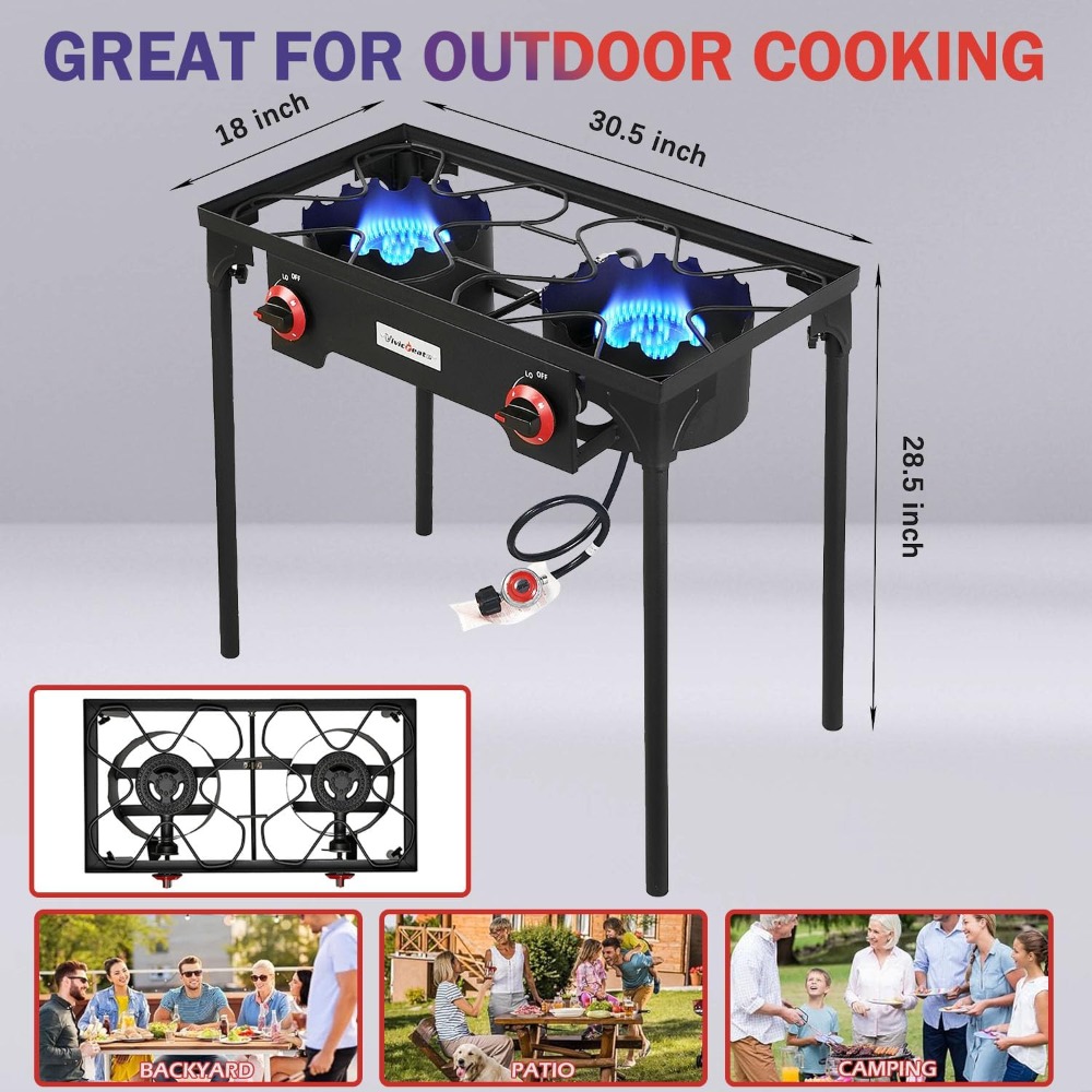 Portable Propane Grill 2 Burne - Camping Double Cooking Stove のレビューと価格