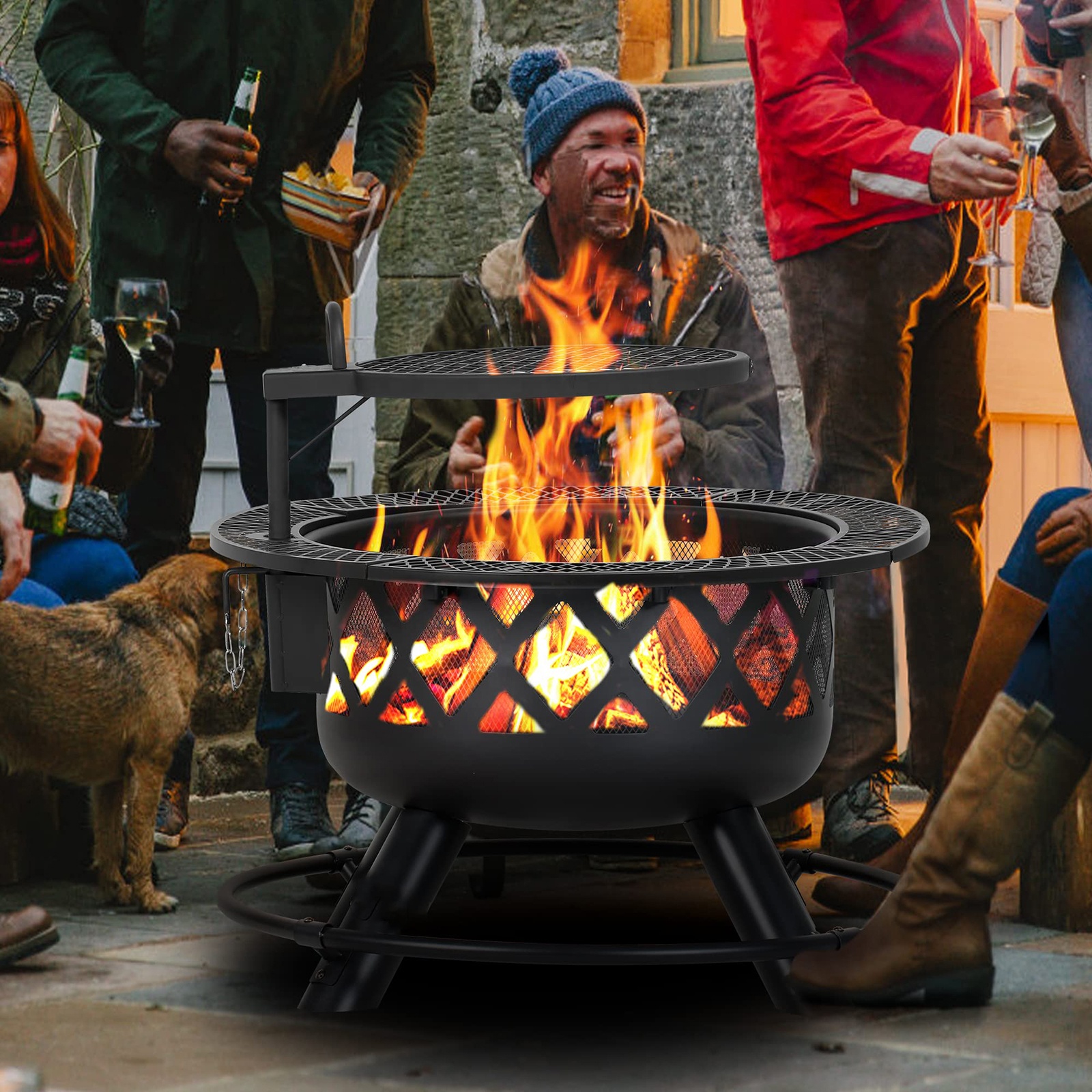 Large Outdoor Wood Burning Fir - Camping Cooking Fire Pit のレビューと価格