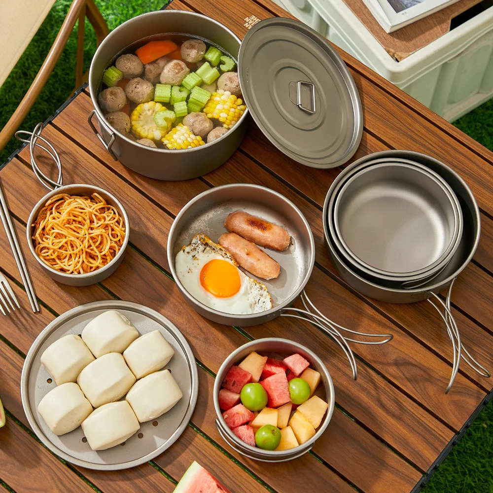 Titanium Outdoor Pot Set Picni - Camping Cooking Set With Bag のレビューと価格