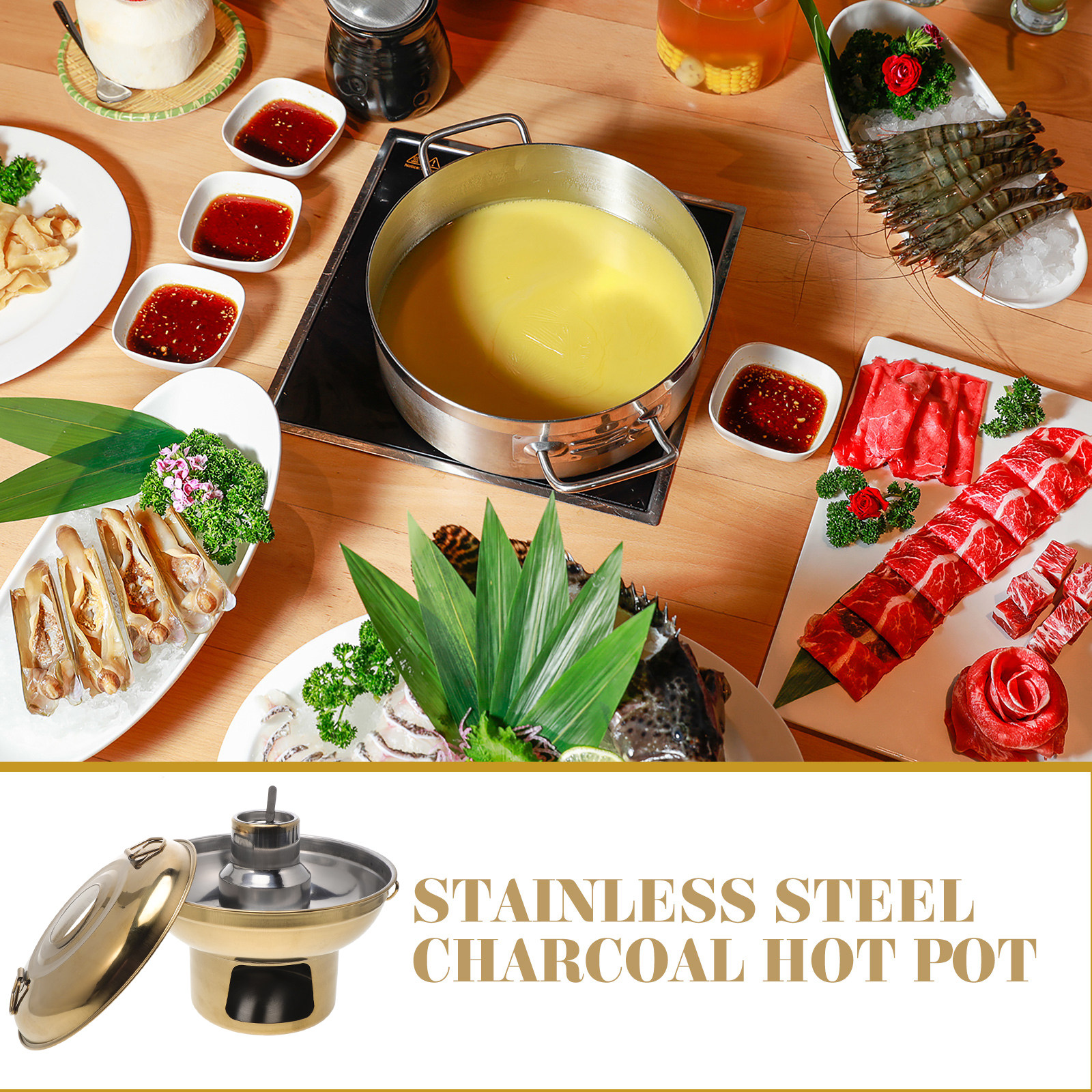 Portable Hot Pot Stainless Ste - Camping Double Cooking Stove のレビューと価格
